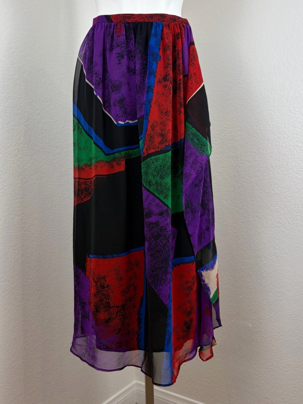 Hanae Mori Vintage Abstract Geometric Splatter Midi Skirt
